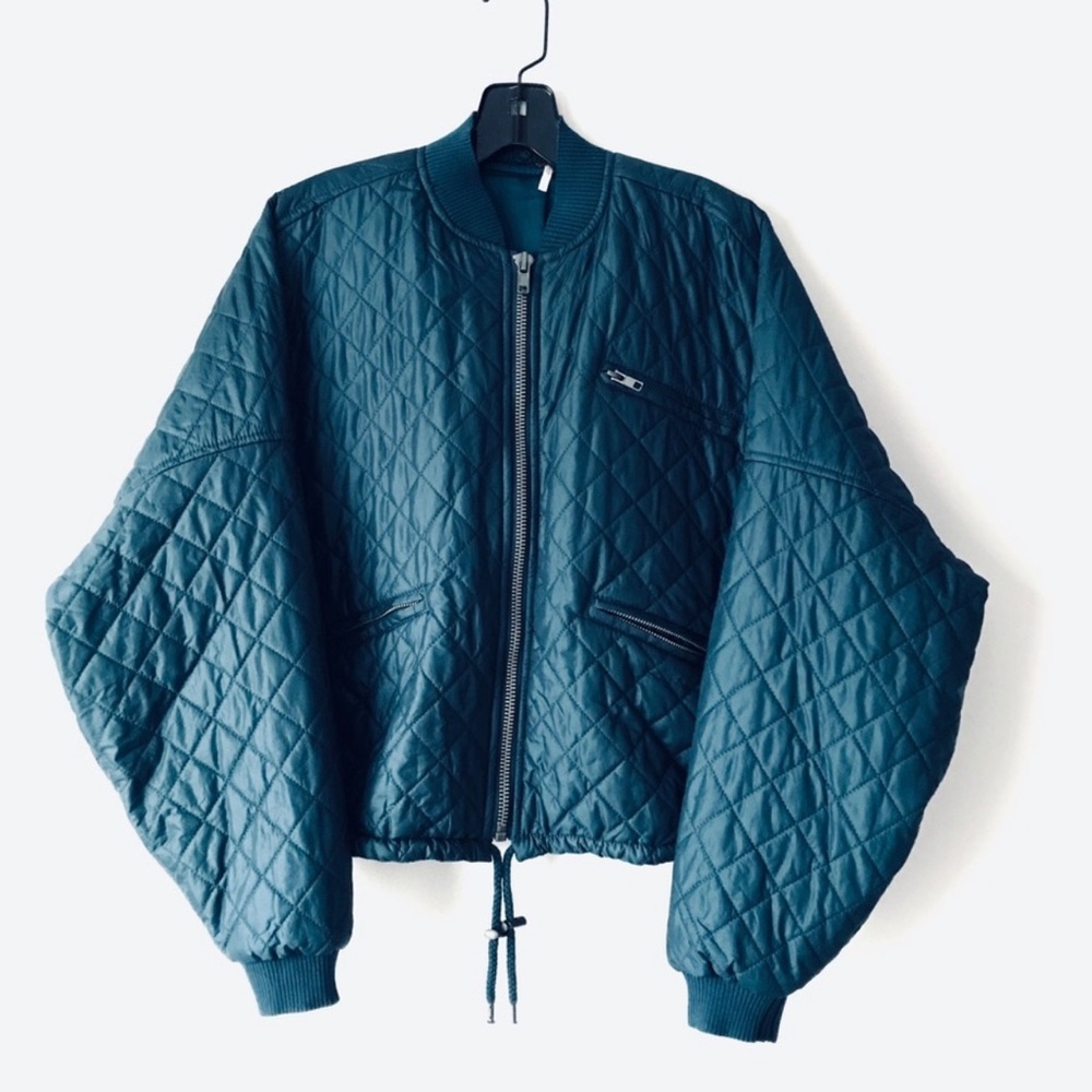 Free People Dolman Sleeve Easy Quilted Crop Bomber